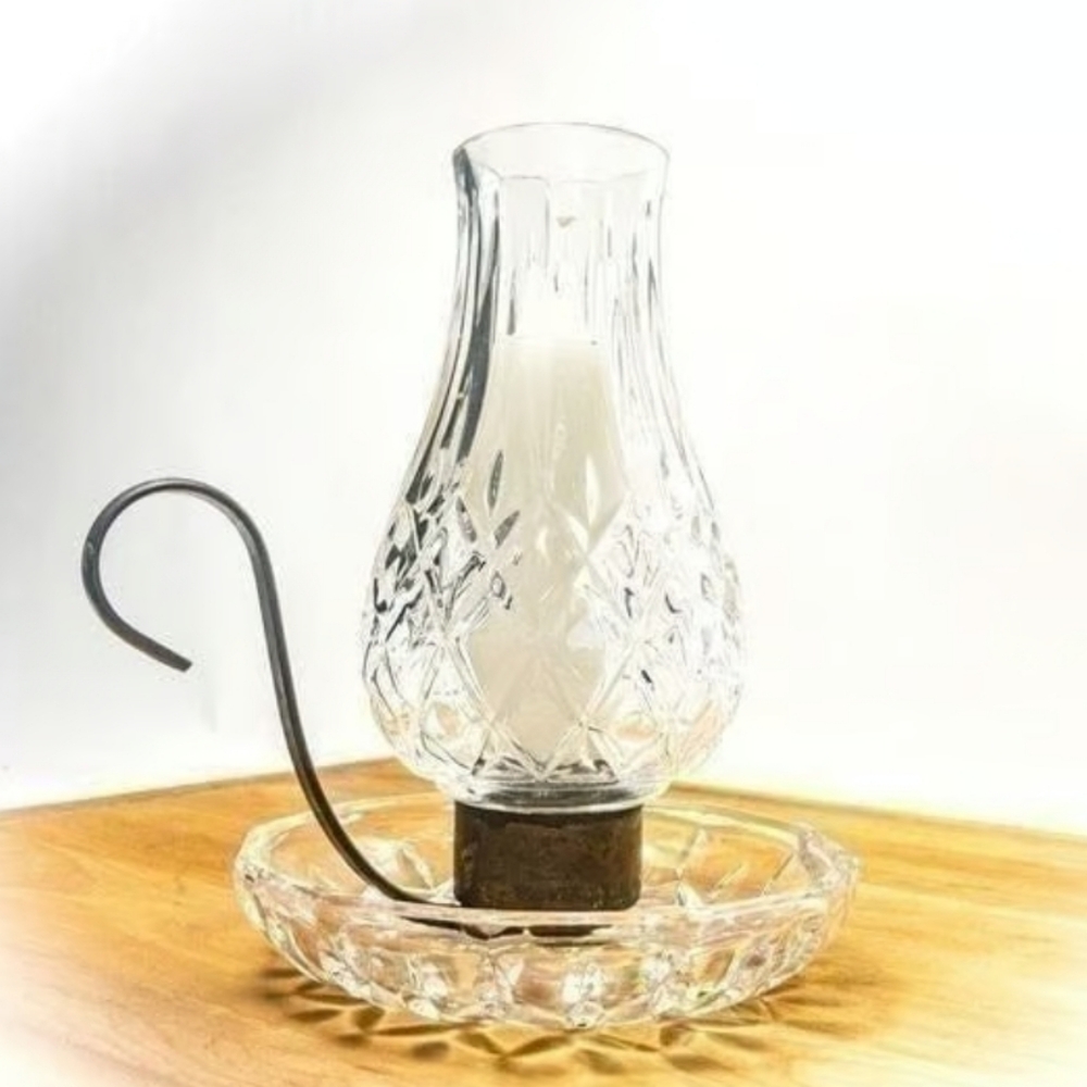 Vintage European Collection Lead Crystal Hurricane Globe Chamber Candlestick